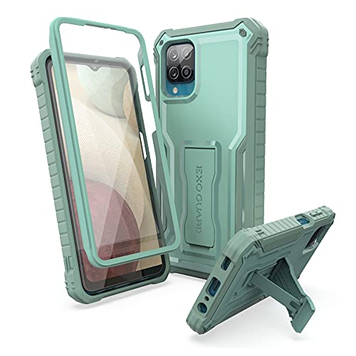 ExoGuard for Samsung Galaxy A12 Case, Rubber Shockproof Full-Body Cover Case Built-in Screen Protector and Kickstand Compatible with Samsung A12 Phone