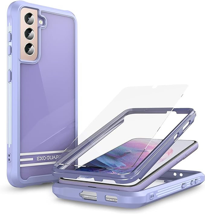 ExoGuard Samsung Galaxy S21 Series Case with Screen Protector, Dual Layer Full Body Protection Cover Clear Back (S21 Ultra Does not come with a screen protector)