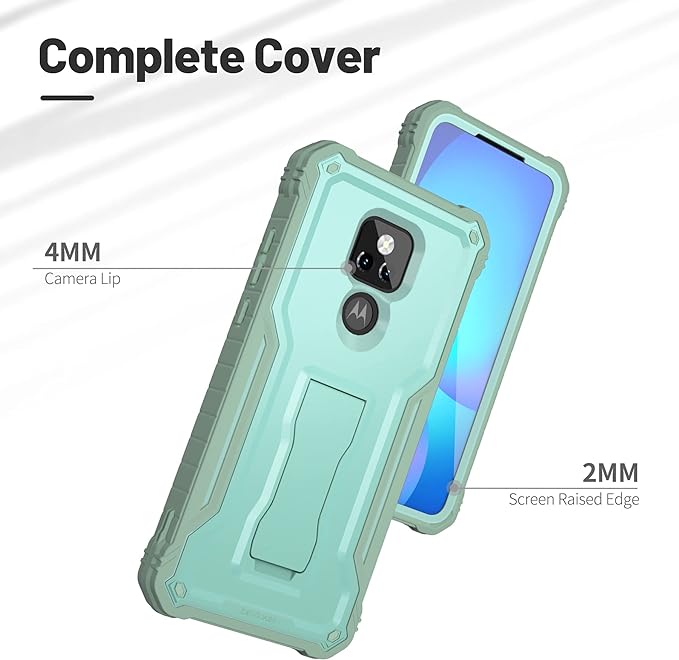 ExoGuard for Moto G Play 2021 Case, Rubber Shockproof Full-Body Cover Case  Built-in Screen Protector and Kickstand Compatible with Moto G Play 2021 