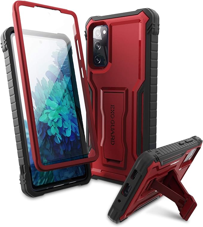 ExoGuard Samsung Galaxy S20 FE 5G Case, Rubber Shockproof Full-Body Cover Case Built-in Screen Protector with Kickstand for Samsung S20 FE 5G Phone