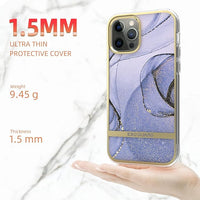 ExoGuard Case for iPhone 12, iPhone 12 Pro 6.1 inch Cover, Shockproof Scratch-Proof Full-Body Marble Protective Phone Case with Screen Protector Glass