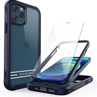 ExoGuard iPhone 12 Series Case with Screen Protector, Dual Layer Full Body Protection Cover Clear Back Phone Case for iPhone Series