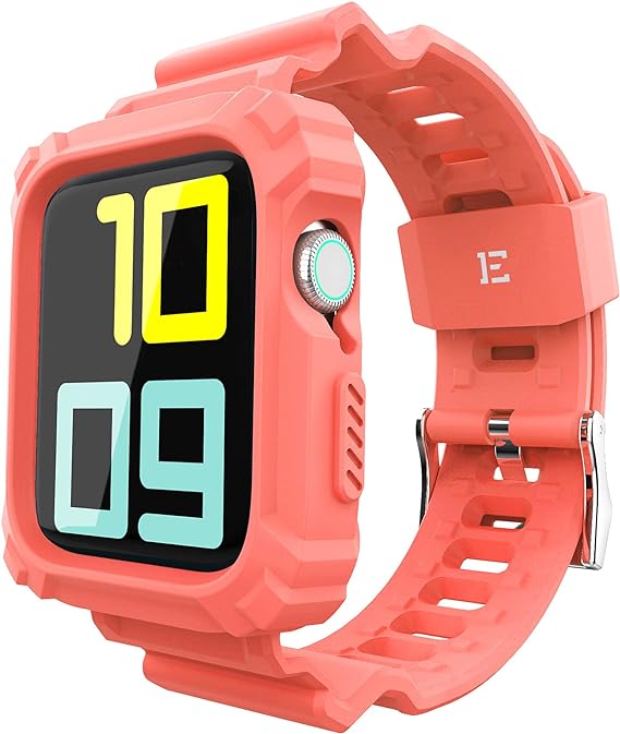 ExoGuard for Apple Watch Bands 38/40/42/44mm Series with Case, Sports Style Replacement Band Strap Shockproof with Bumper Case fits iWatch  6/5/4/3/2/1/SE