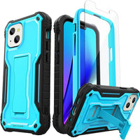 ExoGuard for iPhone 13 Series Case, Rubber Shockproof Full Body Cover Case with Tempered Glass Screen Protector Built-in Kickstand for iPhone 13/iPhone 13 Mini/iPhone 13 Pro/iPhone 13 Pro Max