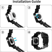 ExoGuard for Apple Watch Bands 38/40/42/44mm Series with Case, Sports Style Replacement Band Strap Shockproof with Bumper Case fits iWatch 6/5/4/3/2/1/SE