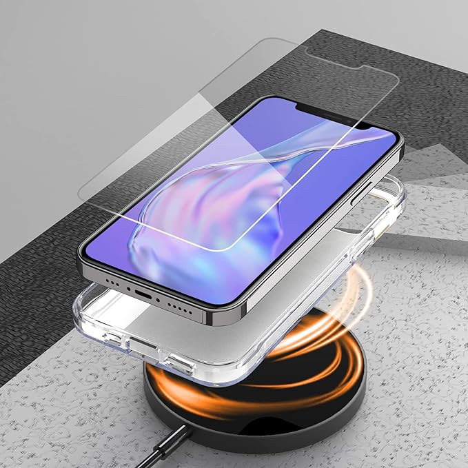 ExoGuard Case for iPhone 12, iPhone 12 Pro 6.1 inch Cover, Shockproof Scratch-Proof Full-Body Marble Protective Phone Case with Screen Protector Glass