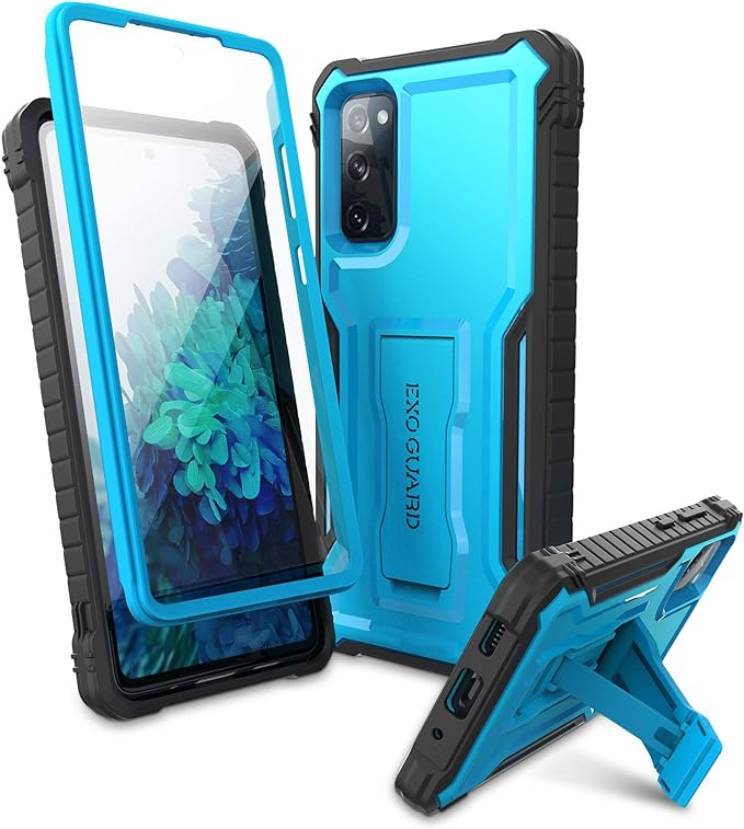 ExoGuard Samsung Galaxy S20 FE 5G Case, Rubber Shockproof Full-Body Cover Case Built-in Screen Protector with Kickstand for Samsung S20 FE 5G Phone