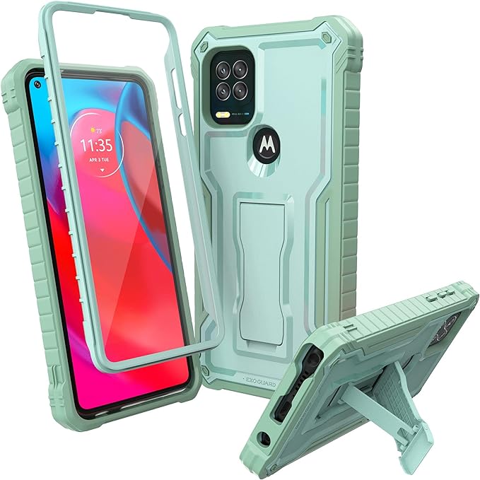 ExoGuard for Moto G Stylus 5G Case, Rubber Shockproof Full-Body Cover Case Built-in Screen Protector and Kickstand Compatible with Moto G Stylus 5G Phone