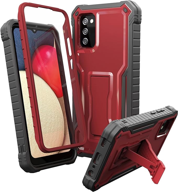 ExoGuard for Samsung Galaxy A02S Case, Rubber Shockproof Full-Body Cover Case Built-in Screen Protector and Kickstand Compatible with Samsung A02S Phone