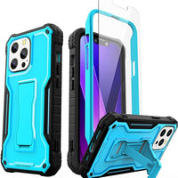 ExoGuard for iPhone 13 Series Case, Rubber Shockproof Full Body Cover Case with Tempered Glass Screen Protector Built-in Kickstand for iPhone 13/iPhone 13 Mini/iPhone 13 Pro/iPhone 13 Pro Max
