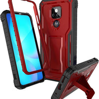 ExoGuard for Moto G Play 2021 Case, Rubber Shockproof Full-Body Cover Case Built-in Screen Protector and Kickstand Compatible with Moto G Play 2021 Phone