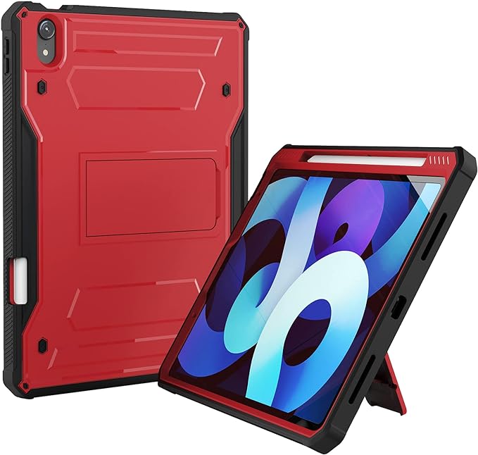 ExoGurad for iPad Air 4th Generation Case with Pencil Holder, Heavy Duty Full Body Protective Cover 10. 9 Inch Case with Built-in Screen Protector and Kickstand