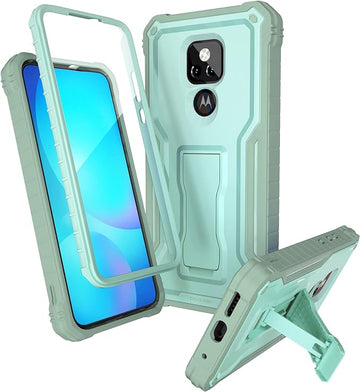 ExoGuard for Moto G Play 2021 Case, Rubber Shockproof Full-Body Cover Case Built-in Screen Protector and Kickstand Compatible with Moto G Play 2021 Phone