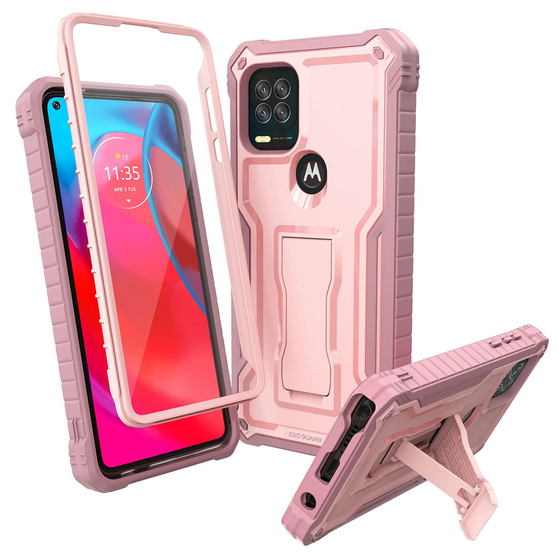 ExoGuard for Moto G Stylus 5G Case, Rubber Shockproof Full-Body Cover Case Built-in Screen Protector and Kickstand Compatible with Moto G Stylus 5G Phone
