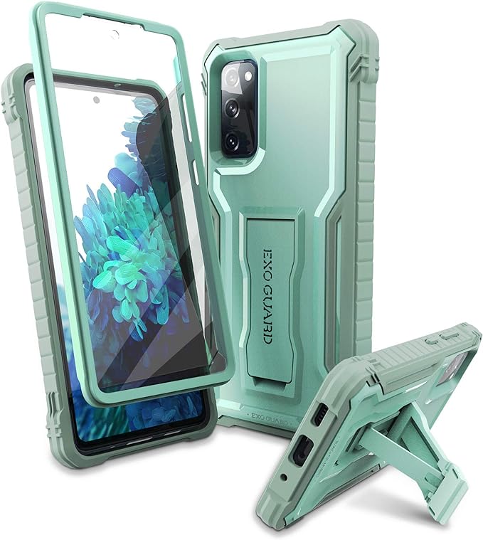ExoGuard Samsung Galaxy S20 FE 5G Case, Rubber Shockproof Full-Body Cover Case Built-in Screen Protector with Kickstand for Samsung S20 FE 5G Phone