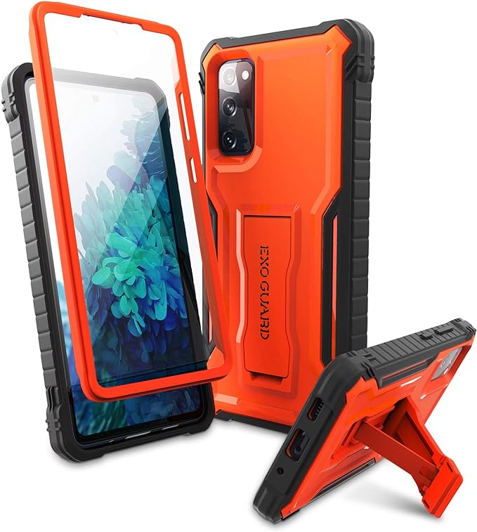 ExoGuard Samsung Galaxy S20 FE 5G Case, Rubber Shockproof Full-Body Cover Case Built-in Screen Protector with Kickstand for Samsung S20 FE 5G Phone
