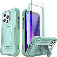 ExoGuard for iPhone 13 Series Case, Rubber Shockproof Full Body Cover Case with Tempered Glass Screen Protector Built-in Kickstand for iPhone 13/iPhone 13 Mini/iPhone 13 Pro/iPhone 13 Pro Max