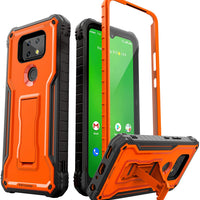 ExoGuard for Cricket Ovation 2 Case, Rubber Shockproof Full-Body Cover Case Built-in Screen Protector and Kickstand Compatible with Cricket Ovation 2 Phone