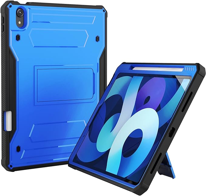 ExoGurad for iPad Air 4th Generation Case with Pencil Holder, Heavy Duty Full Body Protective Cover 10. 9 Inch Case with Built-in Screen Protector and Kickstand