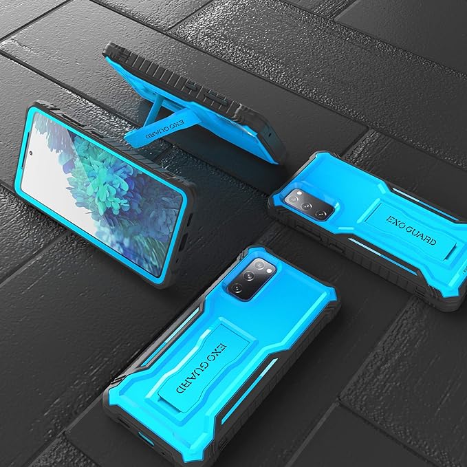 ExoGuard Samsung Galaxy S20 FE 5G Case, Rubber Shockproof Full-Body Cover Case Built-in Screen Protector with Kickstand for Samsung S20 FE 5G Phone