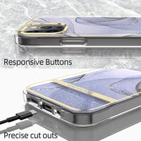 ExoGuard Case for iPhone 12, iPhone 12 Pro 6.1 inch Cover, Shockproof Scratch-Proof Full-Body Marble Protective Phone Case with Screen Protector Glass