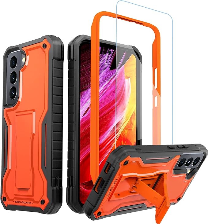 ExoGuard for Samsung Galaxy S22 Series Case, Rubber Shockproof Heavy Duty Case with Screen Protector Built-in Kickstand for Samsung S22 / Samsung S22 Plus / Samsung S22 Ultra(S22 Ultra Does not come with a screen protector)