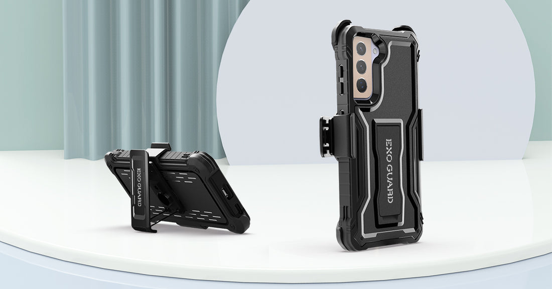 ExoGuard Belt Clip Holster and Case for Samsung Galaxy S21 Series, Heavy Duty Belt Clip Holster and Adjustable with 360 Degree Rotation, No Screen Protector (Black)