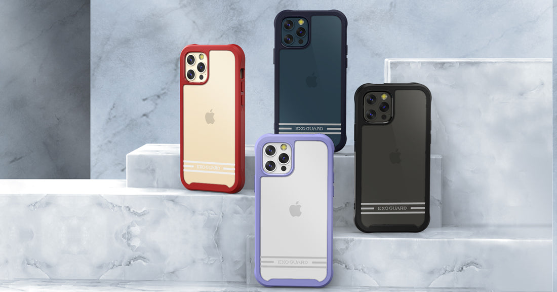 ExoGuard iPhone 12 Series Case with Screen Protector, Dual Layer Full Body Protection Cover Clear Back Phone Case for iPhone Series