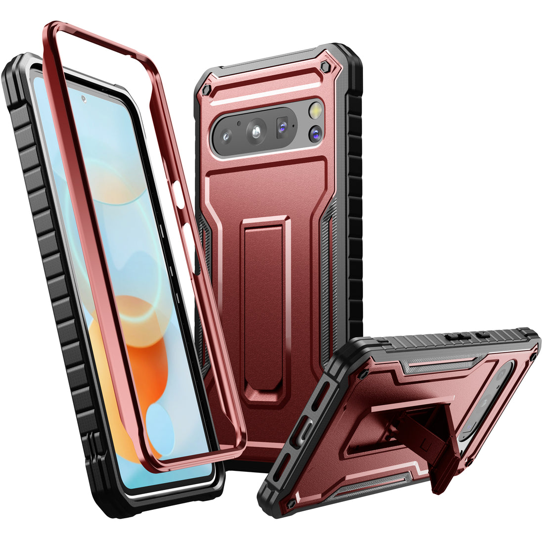 ExoGuard for Google Pixel 8 Series Case, Built in Kickstand Rubber Shockproof Impact Resistance Protective Cover Phone Case with Google Pixel 8/Google Pixel 8 Pro