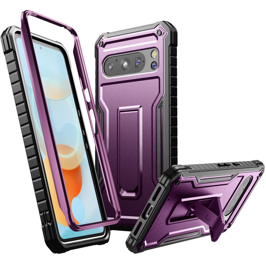 ExoGuard for Google Pixel 8 Series Case, Built in Kickstand Rubber Shockproof Impact Resistance Protective Cover Phone Case with Google Pixel 8/Google Pixel 8 Pro