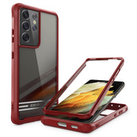 ExoGuard Samsung Galaxy S21 Series Case with Screen Protector, Dual Layer Full Body Protection Cover Clear Back (S21 Ultra Does not come with a screen protector)