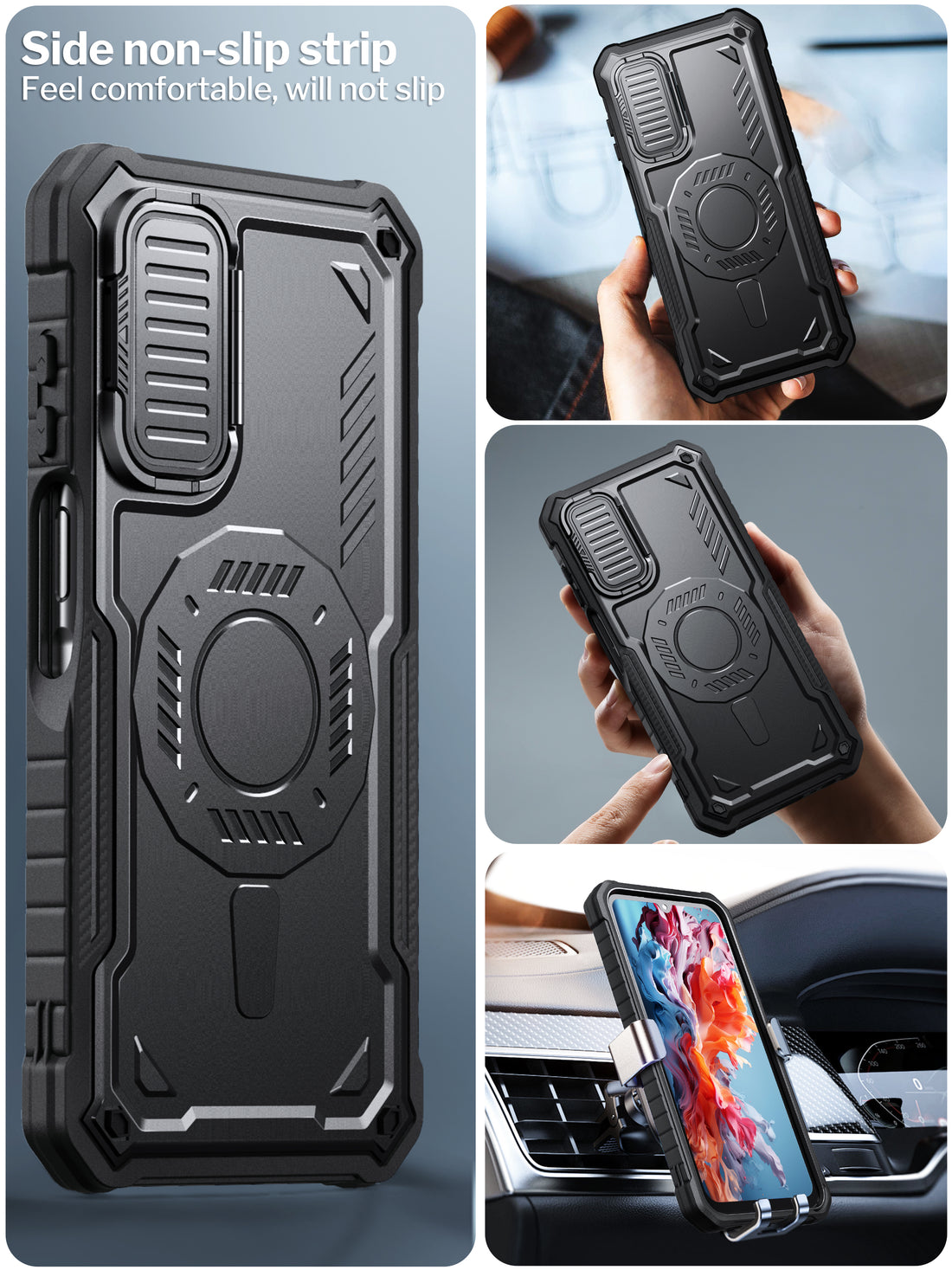 ExoGuard for Samsung Galaxy A15 Case with Screen Protector, Rubber Full-Body Cover Protective Case with Camera Cover and Kickstand Function