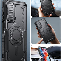 ExoGuard for Samsung Galaxy A15 Case with Screen Protector, Rubber Full-Body Cover Protective Case with Camera Cover and Kickstand Function