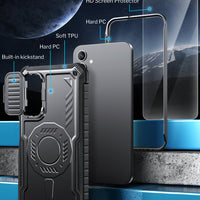 ExoGuard for Samsung Galaxy A15 Case with Screen Protector, Rubber Full-Body Cover Protective Case with Camera Cover and Kickstand Function