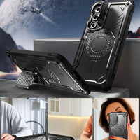 ExoGuard for Samsung Galaxy S23 FE Case with Screen Protector,Rubber Full-Body Cover Protective Case with Camera Cover and Kickstand Function