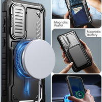 ExoGuard for Samsung Galaxy S23 FE Case with Screen Protector,Rubber Full-Body Cover Protective Case with Camera Cover and Kickstand Function