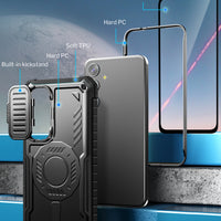 ExoGuard for Samsung Galaxy S23 FE Case with Screen Protector,Rubber Full-Body Cover Protective Case with Camera Cover and Kickstand Function