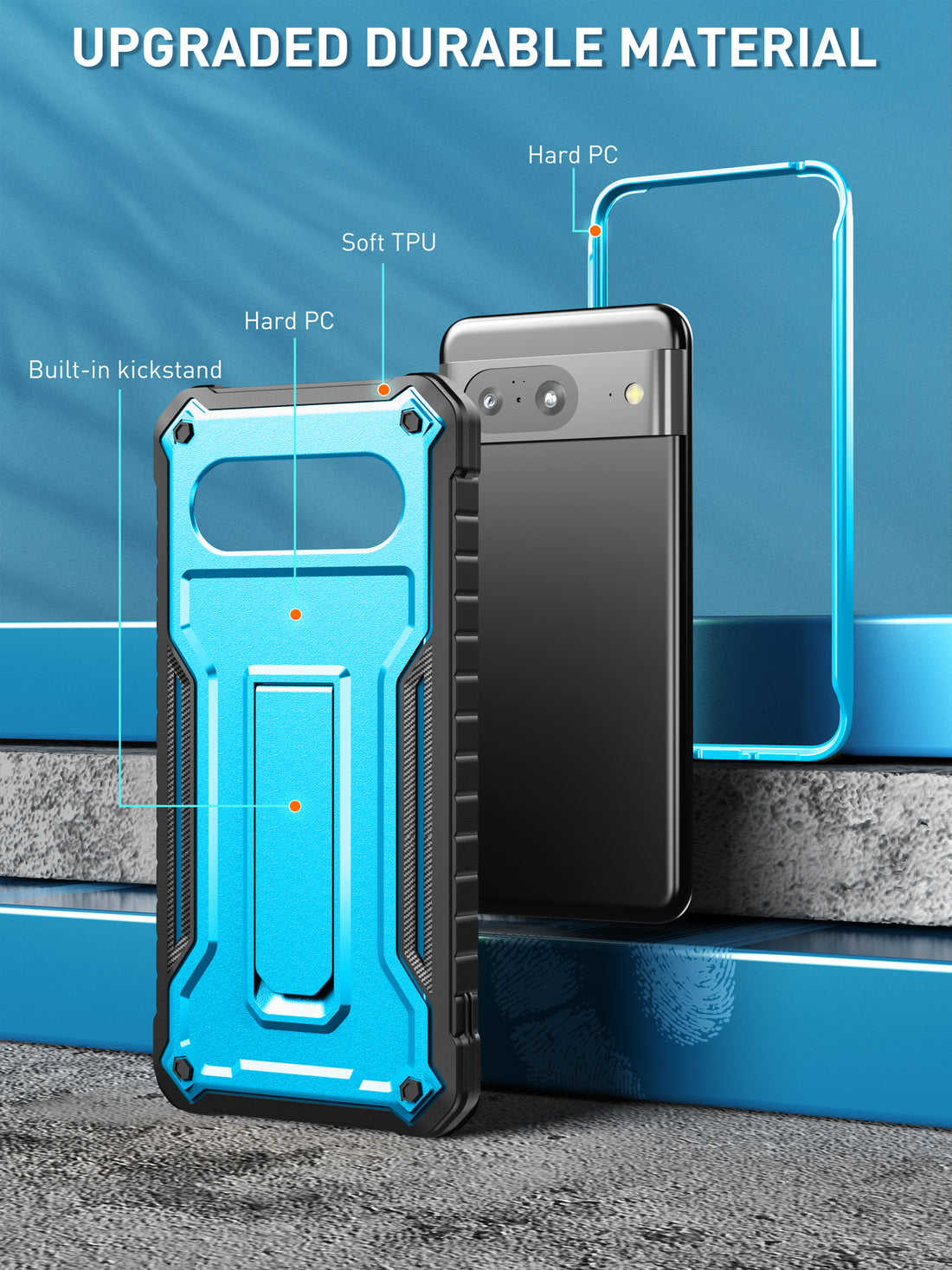 ExoGuard for Google Pixel 8 Series Case, Built in Kickstand Rubber Shockproof Impact Resistance Protective Cover Phone Case with Google Pixel 8/Google Pixel 8 Pro