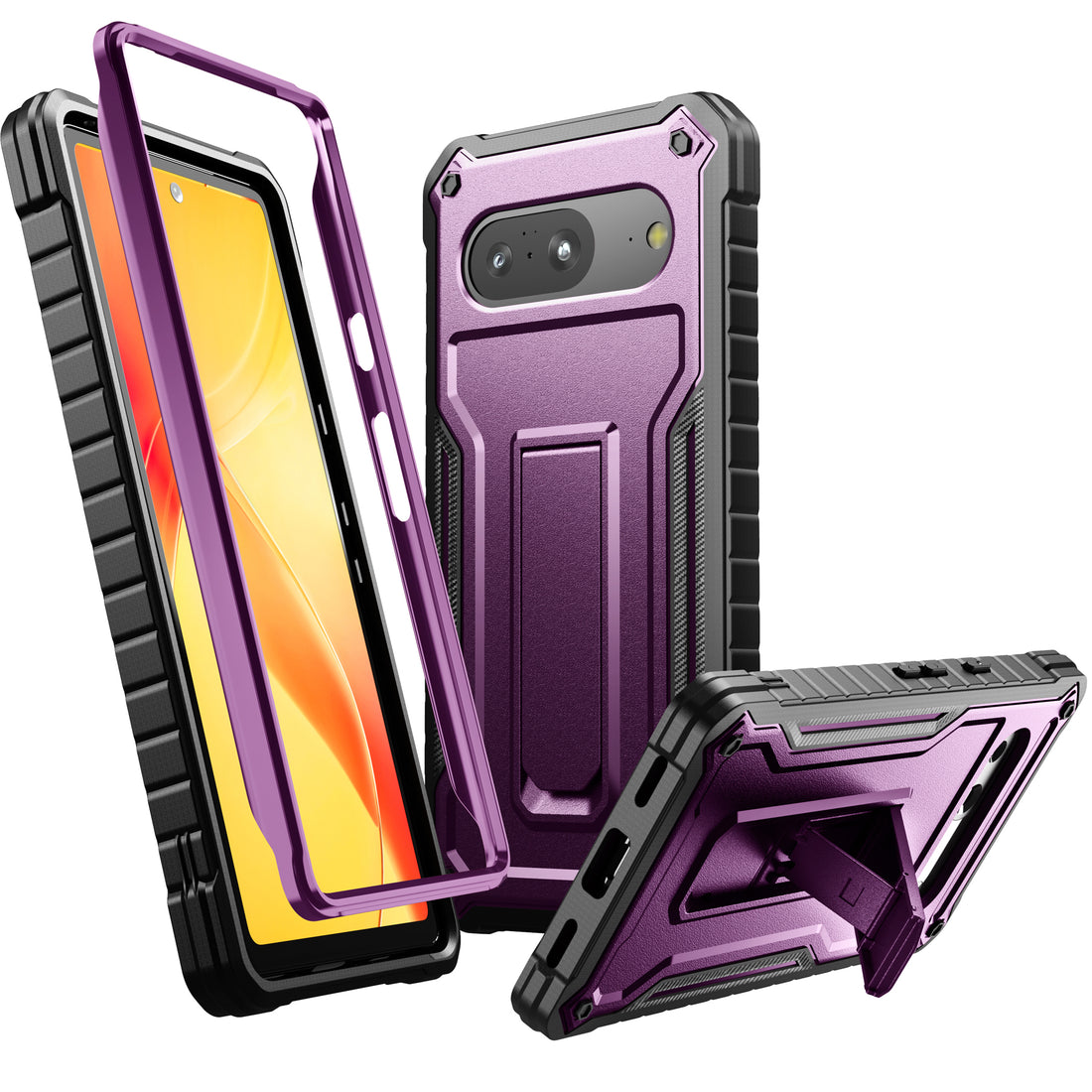 ExoGuard for Google Pixel 8 Series Case, Built in Kickstand Rubber Shockproof Impact Resistance Protective Cover Phone Case with Google Pixel 8/Google Pixel 8 Pro