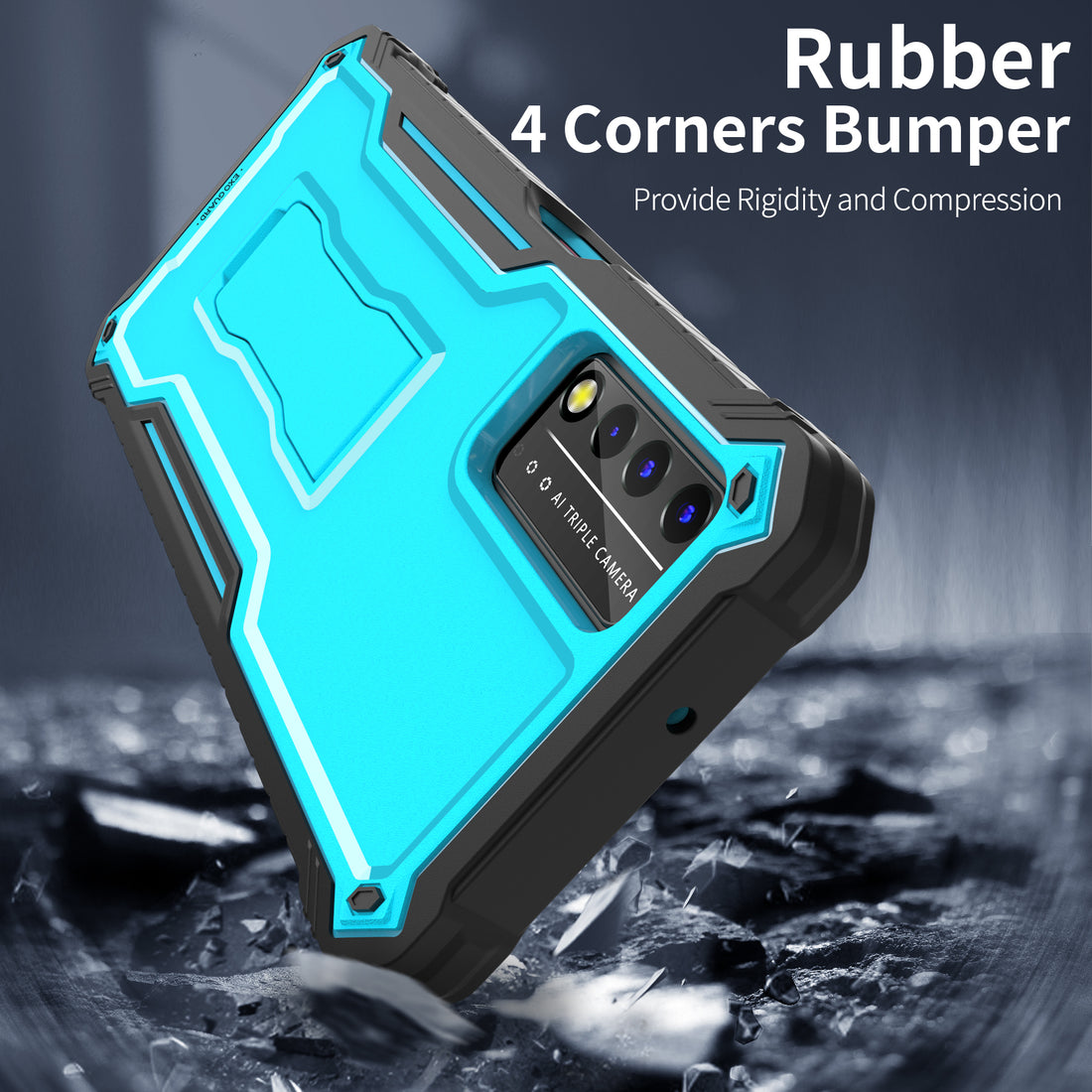 ExoGuard for T-Mobile REVVL V Plus 5G Case, Rubber Shockproof Full-Body Cover Case Built-in Screen Protector and Kickstand Compatible with T-Mobile REVVL V Plus 5G Phone