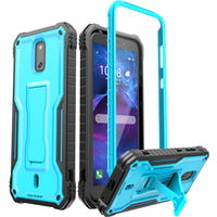 ExoGuard for Cricket Debut Case, Compatible with ATT Calypso 2 Phone, Rubber Shockproof Full Body Cover Case Built in Screen Protector and Kickstand