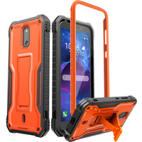 ExoGuard for Cricket Debut Case, Compatible with ATT Calypso 2 Phone, Rubber Shockproof Full Body Cover Case Built in Screen Protector and Kickstand