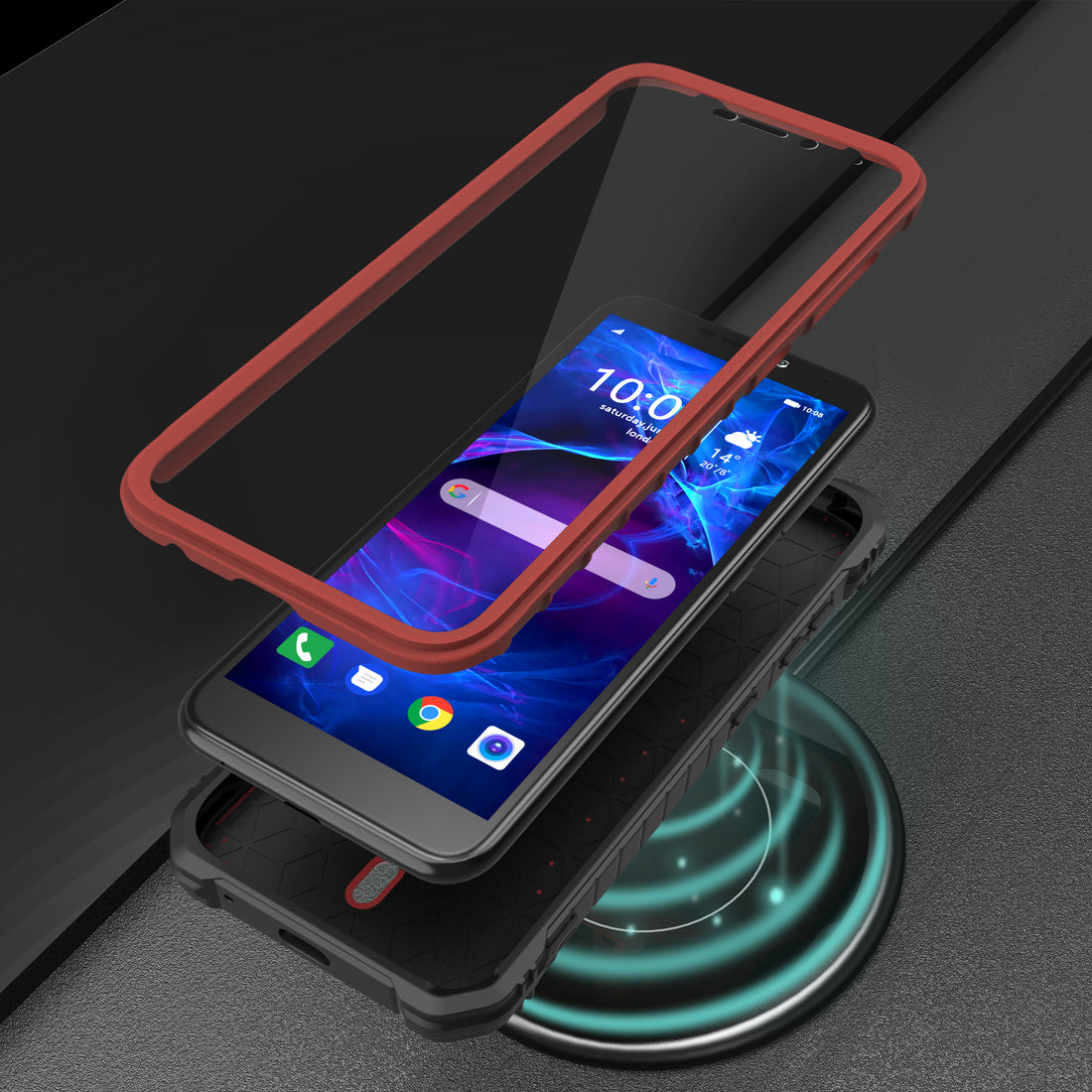 ExoGuard for Cricket Debut Case, Compatible with ATT Calypso 2 Phone, Rubber Shockproof Full Body Cover Case Built in Screen Protector and Kickstand