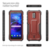 ExoGuard for Cricket Debut Case, Compatible with ATT Calypso 2 Phone, Rubber Shockproof Full Body Cover Case Built in Screen Protector and Kickstand