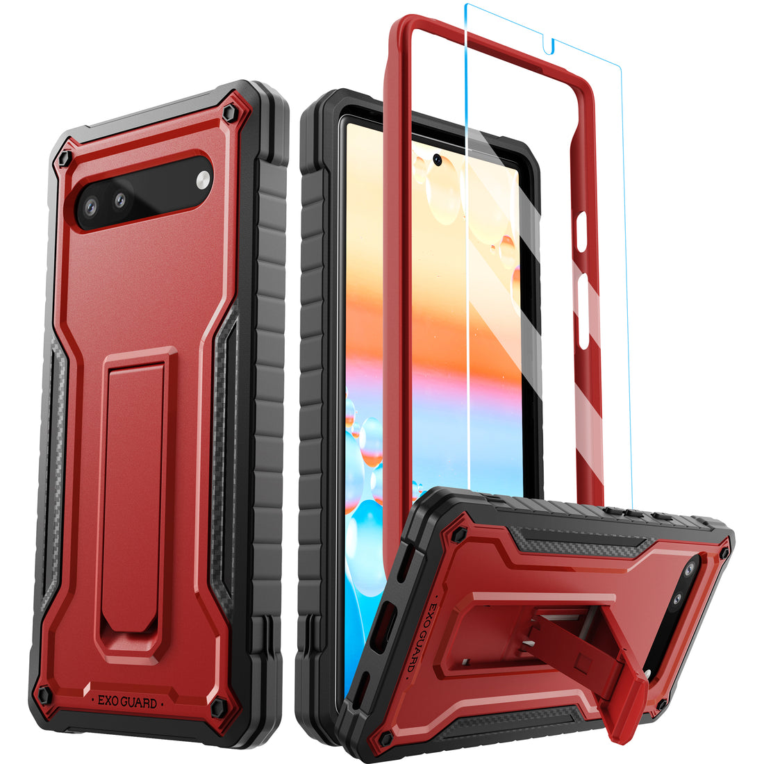 ExoGuard for Google Pixel 6 Series Case, Built-in Kickstand Rubber Shockproof Heavy Duty Case with Screen Protector forGoogle Pixel 6/Google Pixel 6A/ Google Pixel 6 Pro(Pixel 6 Pro Does not come with a screen protector)