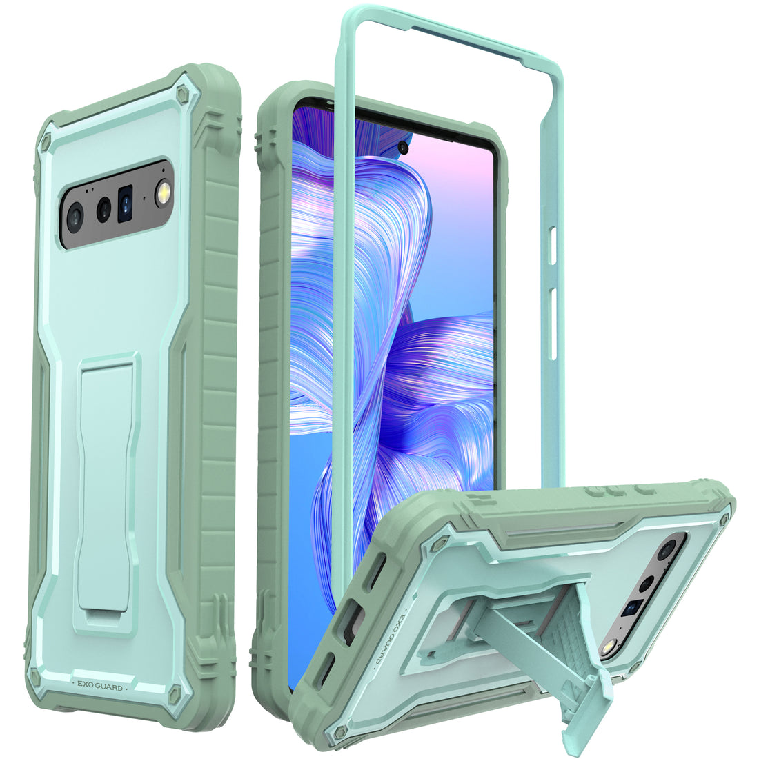 ExoGuard for Google Pixel 6 Series Case, Built-in Kickstand Rubber Shockproof Heavy Duty Case with Screen Protector forGoogle Pixel 6/Google Pixel 6A/ Google Pixel 6 Pro(Pixel 6 Pro Does not come with a screen protector)
