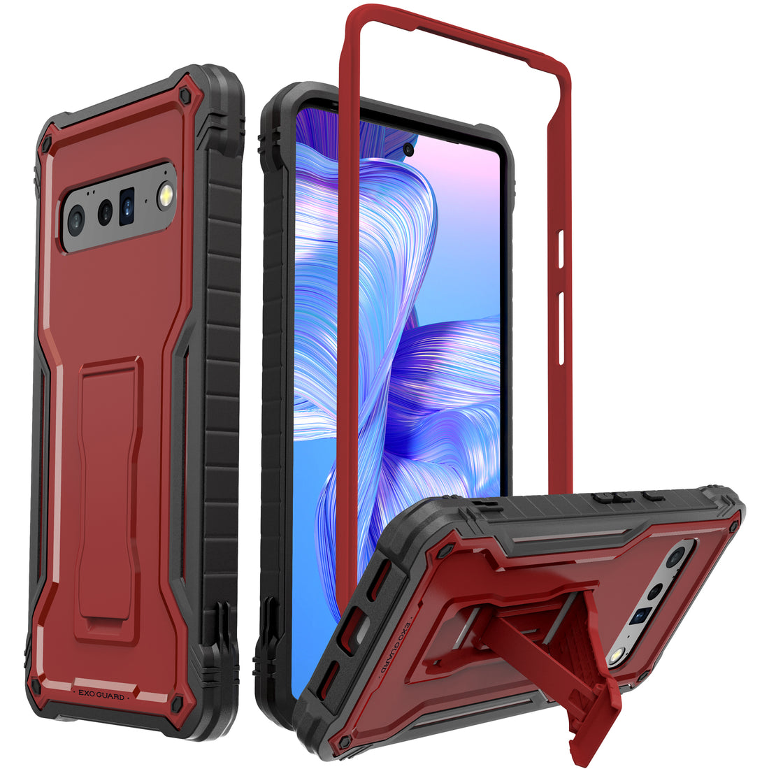 ExoGuard for Google Pixel 6 Series Case, Built-in Kickstand Rubber Shockproof Heavy Duty Case with Screen Protector forGoogle Pixel 6/Google Pixel 6A/ Google Pixel 6 Pro(Pixel 6 Pro Does not come with a screen protector)
