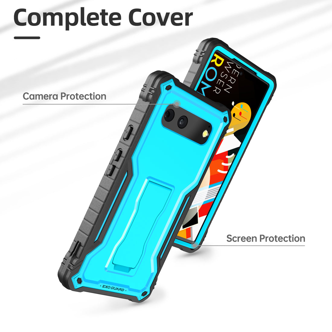 ExoGuard for Google Pixel 6 Series Case, Built-in Kickstand Rubber Shockproof Heavy Duty Case with Screen Protector forGoogle Pixel 6/Google Pixel 6A/ Google Pixel 6 Pro(Pixel 6 Pro Does not come with a screen protector)