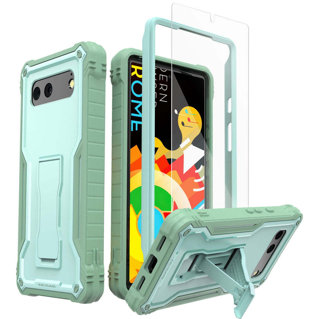 ExoGuard for Google Pixel 6 Series Case, Built-in Kickstand Rubber Shockproof Heavy Duty Case with Screen Protector forGoogle Pixel 6/Google Pixel 6A/ Google Pixel 6 Pro(Pixel 6 Pro Does not come with a screen protector)