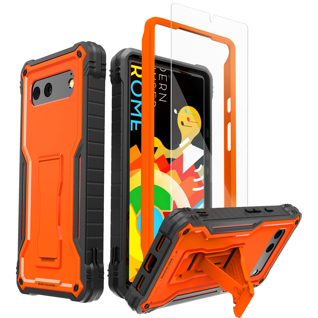 ExoGuard for Google Pixel 6 Series Case, Built-in Kickstand Rubber Shockproof Heavy Duty Case with Screen Protector forGoogle Pixel 6/Google Pixel 6A/ Google Pixel 6 Pro(Pixel 6 Pro Does not come with a screen protector)